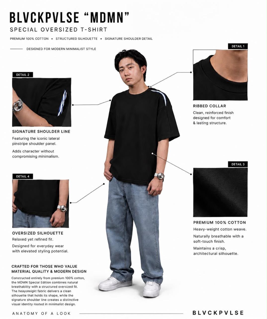 BLVCKPVLSE “MDMN” Special Oversized T-Shirt Black