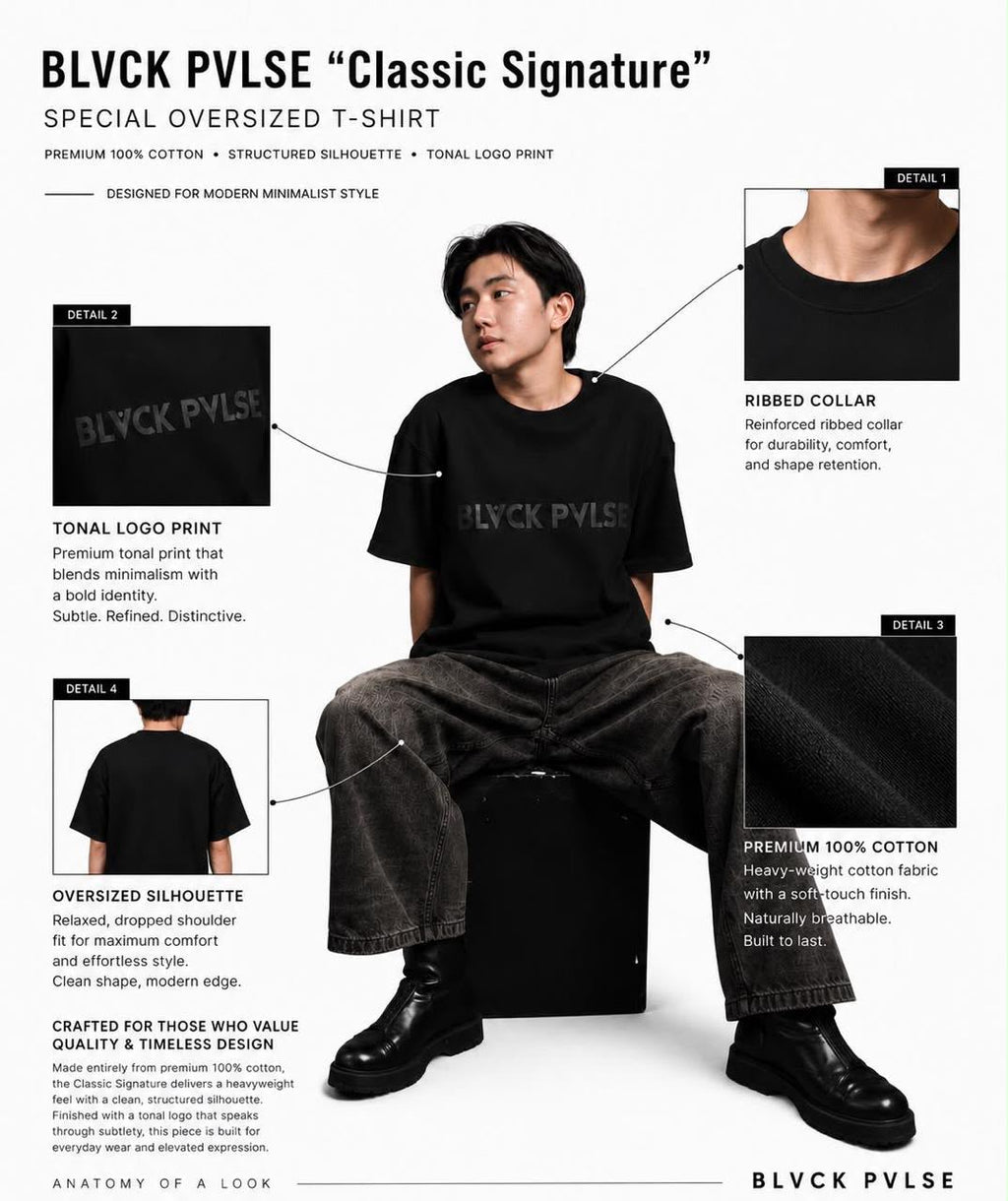 BLVCKPVLSE “Classic” Signature Oversized T-Shirt Black