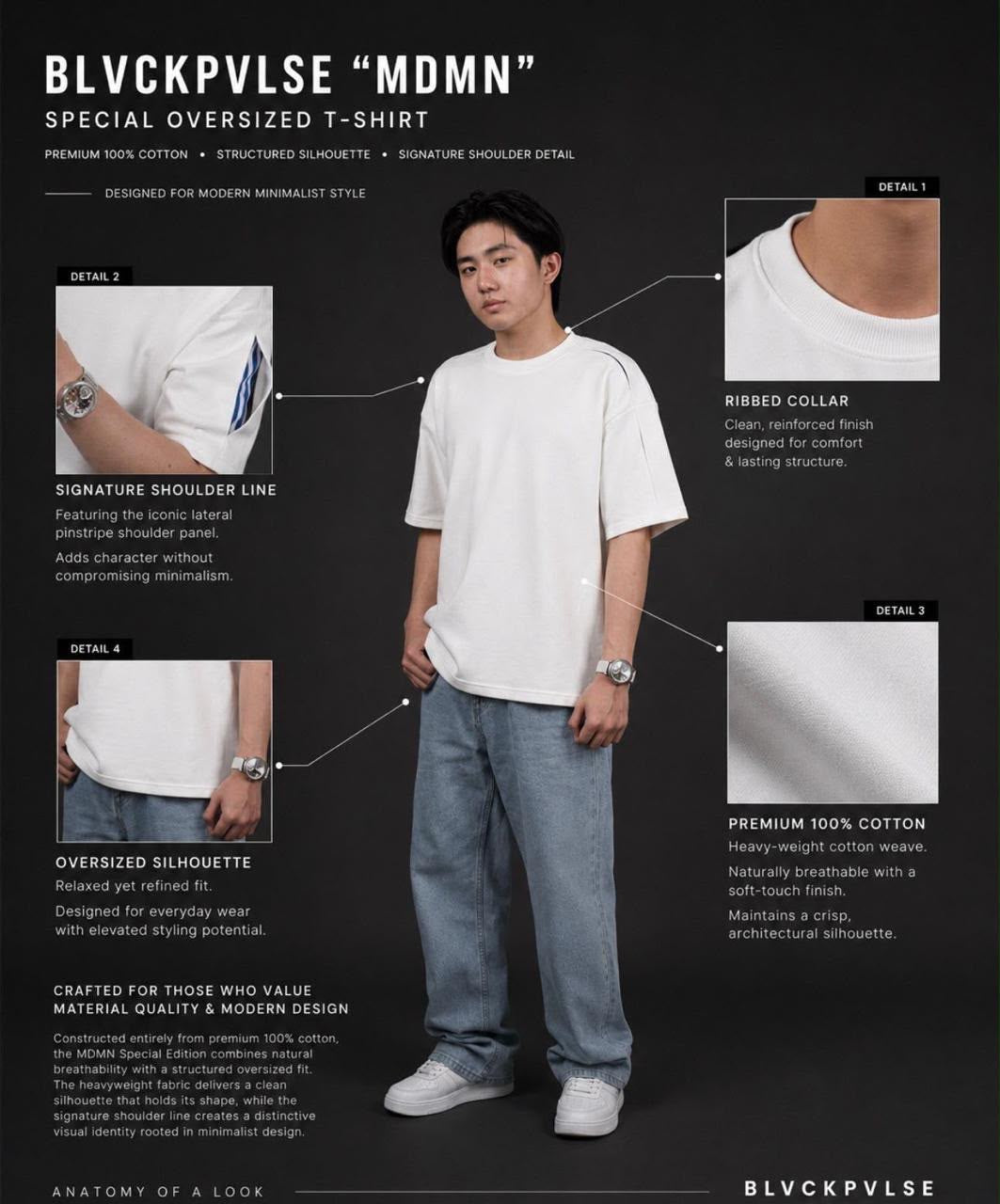 BLVCKPVLSE “MDMN” Special Oversized T-Shirt White